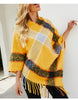 Cashmere Contrast Color Striped Cape Knitted Tassel Scarf