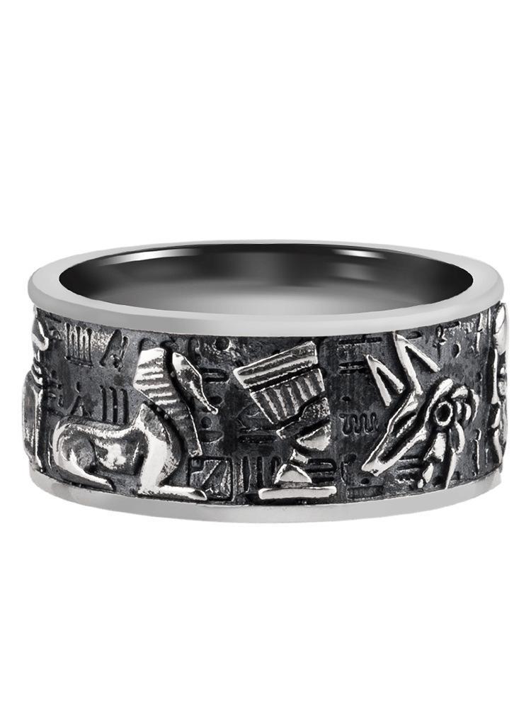 Argent Pur Retro Ring Trendy Men