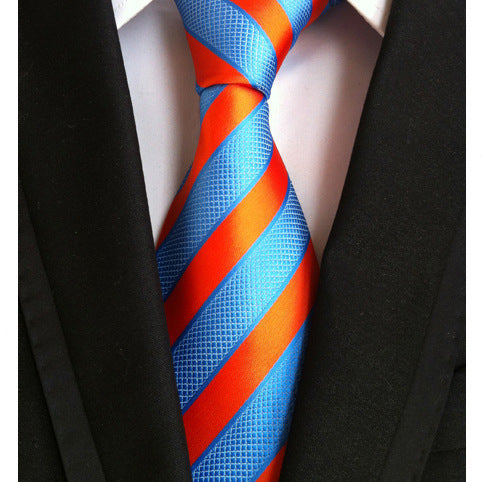 Business Executive Tie Polyester Silk Jacquard Big Stripe Tie