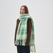 Women's White And Green Plaid Scarf