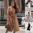 Simple Long-sleeved V-neck Lace Woolen Coat Women's Clothing