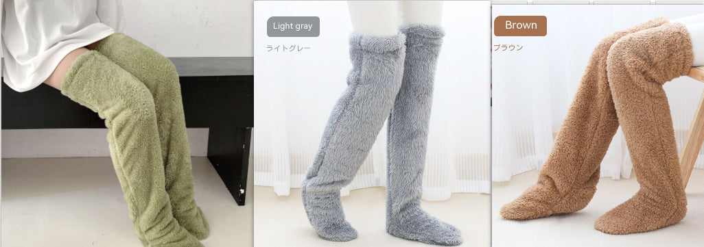 Over Knee High Fuzzy Long Socks Winter Warm Cold Leg Knee Joint Cold-proof Stockings Home Floor Sleeping Socks