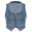 Streetwear Blue Denim Vest Jacket Buttons Up Tank Top Women Fashion