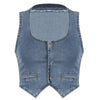 Streetwear Blue Denim Vest Jacket Buttons Up Tank Top Women Fashion