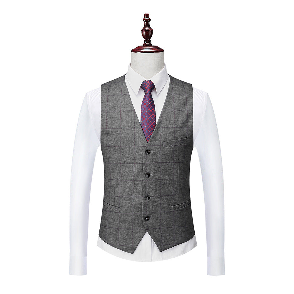 New Men's Business Plaid Casual Suit