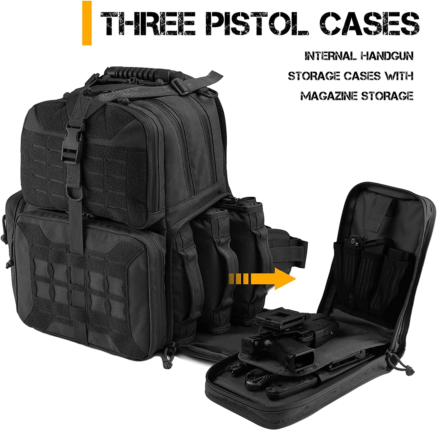 Tactical Range Backpack Bag 3 Pistol Carrying Case