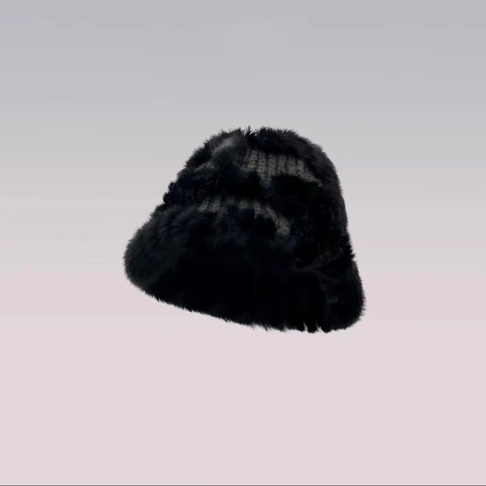 Rabbit Fur Hat Women's Autumn And Winter All-matching Thickened Plush Knitted