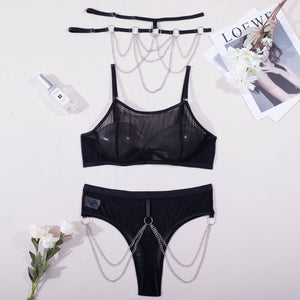 Push Up Chest Support Lace Underwear With Collar Body Shaping Two-piece Suits