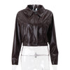 Elegant Retro Zipper PU Leather American Casual Jacket Coat