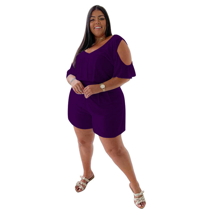 Women's Solid Color All-match Casual Loose Large Size Home Jumpsuit