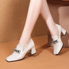 Thick Heel Square Toe Deep Mouth Single Shoes Women All-match Mid-heel Women's Shoes