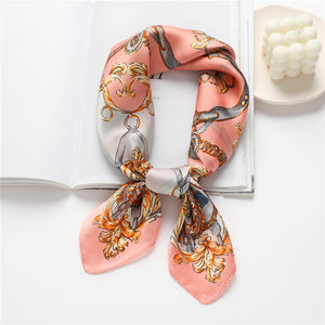 Small Square Plaid Women Colorblock Striped Silk Scarf