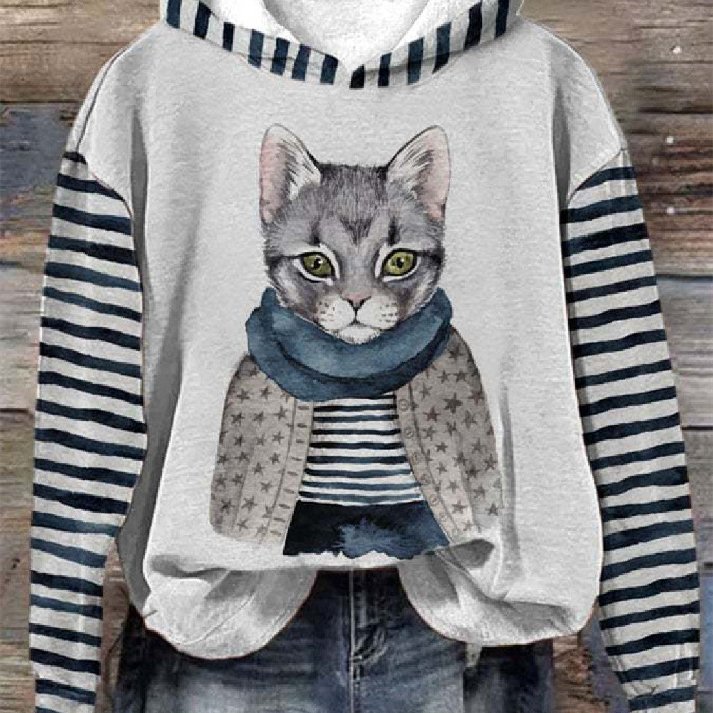 Animal Print Drop-shoulder Long-sleeve Women's Sweater