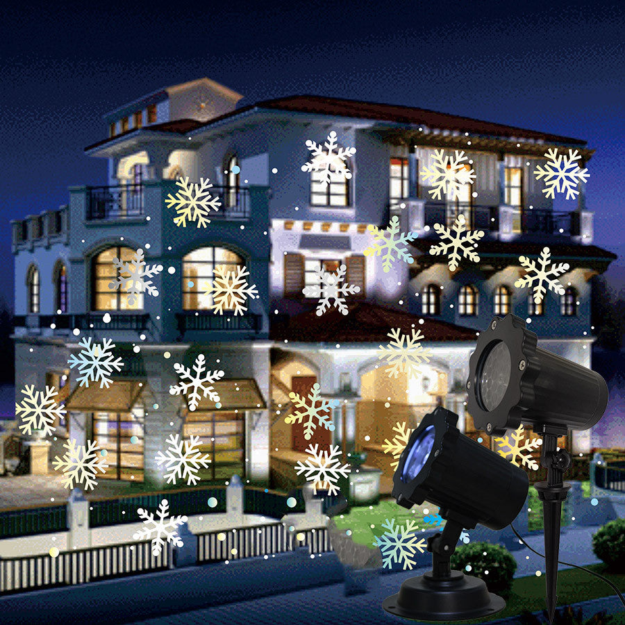 LED Christmas Blizzard Snowflake Laser Light Snowfall Projector Moving Snow Garden Laser Projectors Lamp For New Year Party Decor Lawn Lamps