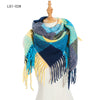 Yarn Stripe Grid Polyester Long Fringed Bristles Square Scarf Women Men's Bib Shawl