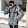 Men's mink fur fur one-piece coat hooded fox