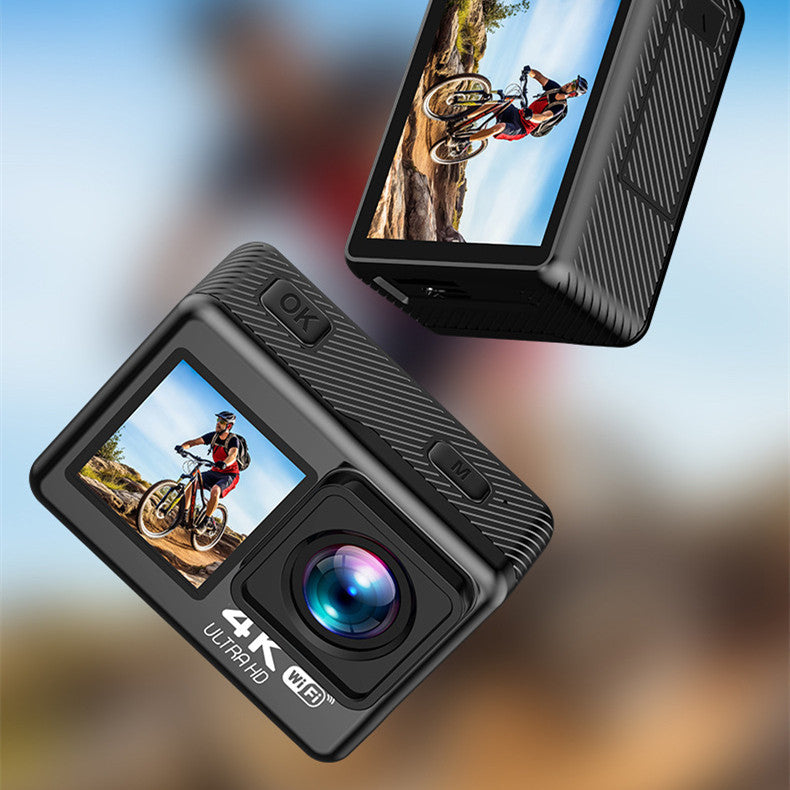 Dual Color Screen Sports Camera 4K HD Outdoor Riding Surfing