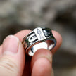 Vintage Viking Alphabet Titanium Steel Ring Men