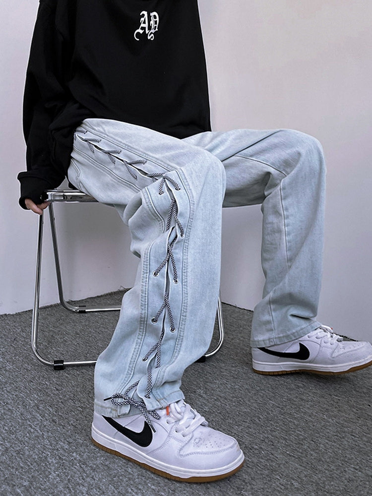 Hiphop High Street American Jeans Design Niche Wide Leg Pants For Men