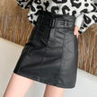 Women's Fashion Personality Black Leather Skirt