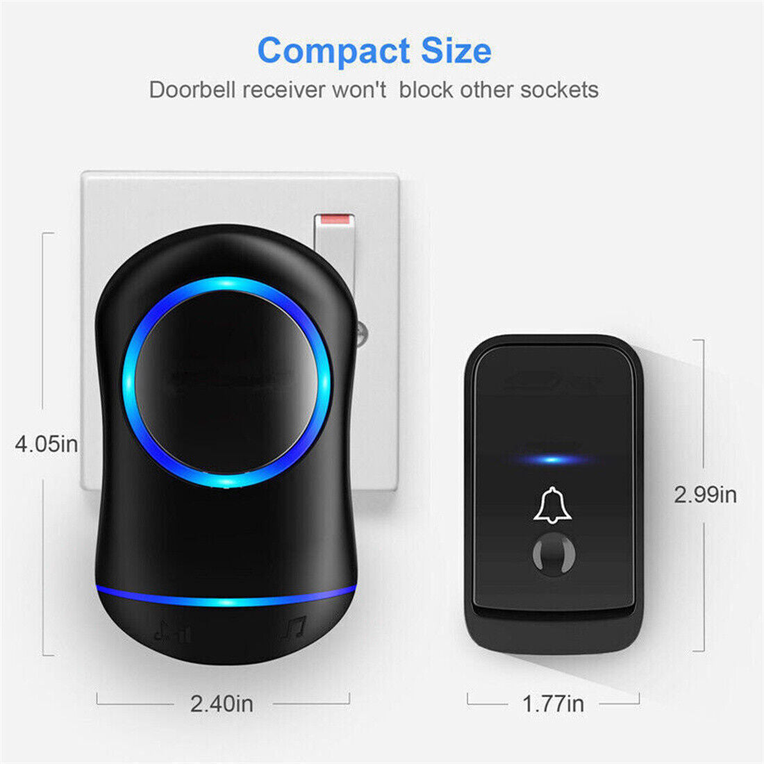 Wireless Door Bells Waterproof 1000ft Long Range Plug In Home Cordless Doorbell