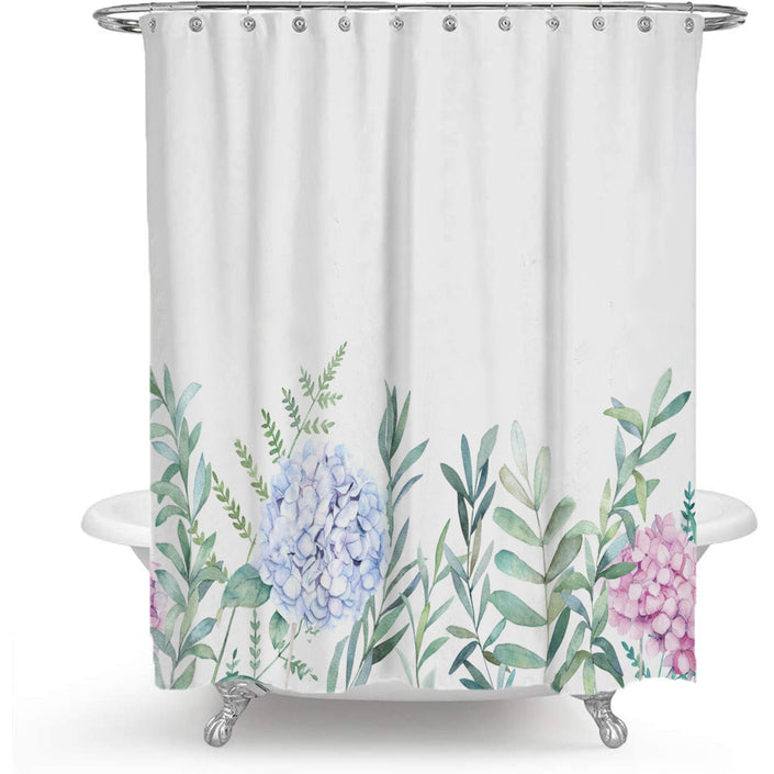 Color Floral Plant Shower Curtain Bathroom Curtain Polyester