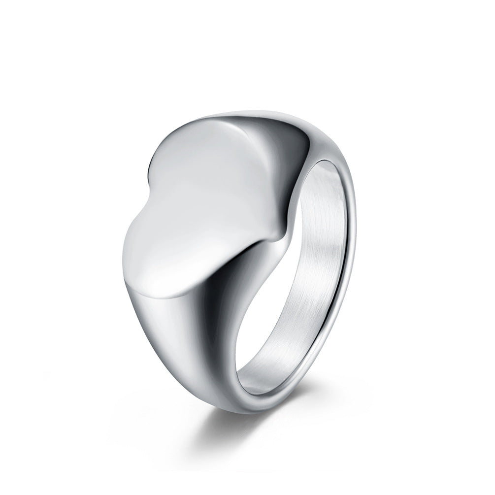 Unisex Style Titanium Steel Heart Shaped Love Ring