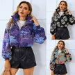 Fashion Bread Coat Women Print Stand Collar Short Coat Winter Jacket