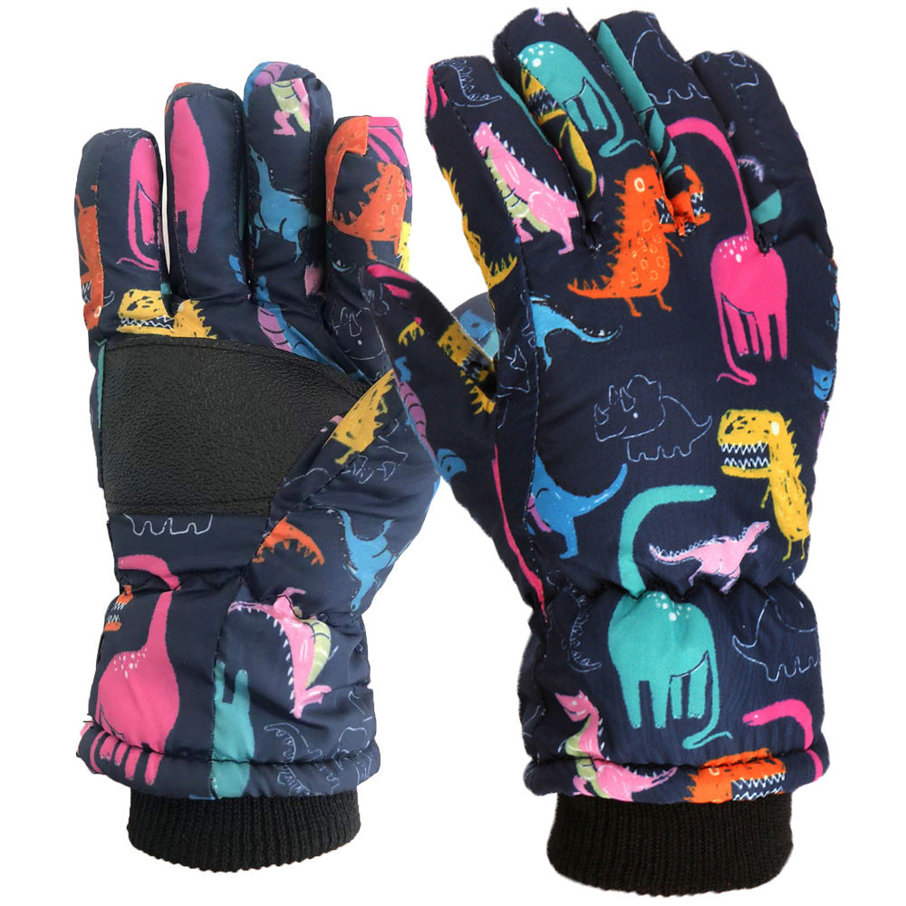 Children's Gloves Dinosaur Printing Fashion Color Winter Skiing Warm Sports Cold-proof