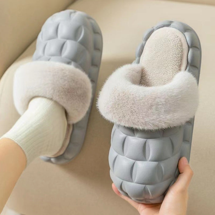 Fuzzy Slippers Women Winter Bedroom Indoor Shoes With Detachable Heel