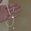 French Gentle Natural Pearl Heart Shell Necklace For Women