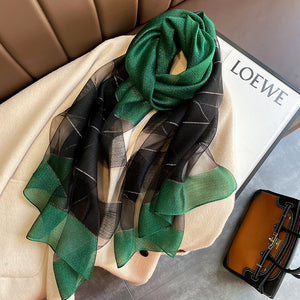 Contrast Color Warm Scarf Fashionable Stylish Long Shawl Silk Blended Textile Scarf