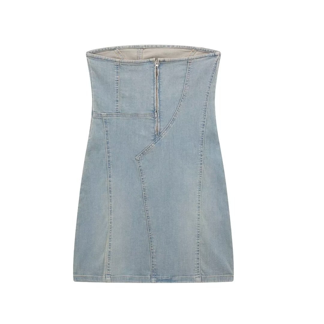 Women's American-style Hot Girl Denim Tube Top Dress