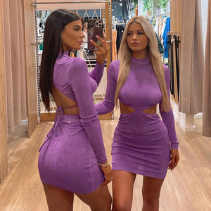 Backless Bandage Women Mini Dress Summer New Hollow Out Skinny Dresses