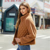 Women's Plush Jacket  Fashion Winter Warm Lamb Lapel Zipper Short Coat Outwear