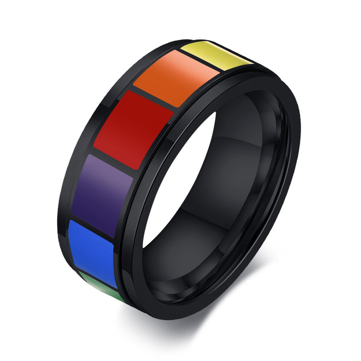 Rainbow Drop Glue Rotatable Ring For Men