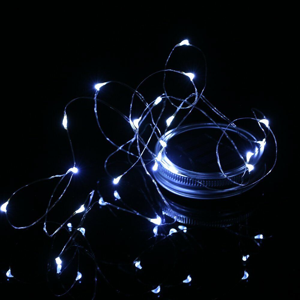 2X Solar Mason Jar Lid Insert Fairy String Light 20 LED Jar Include Garden Decor