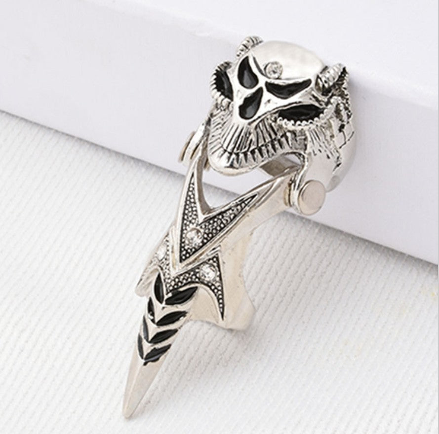 Punk Zircon Skull Knuckle Armour Joint Rings For Women Men Gothic Vintage Metal Skull Head Finger Ring Party Jewelry