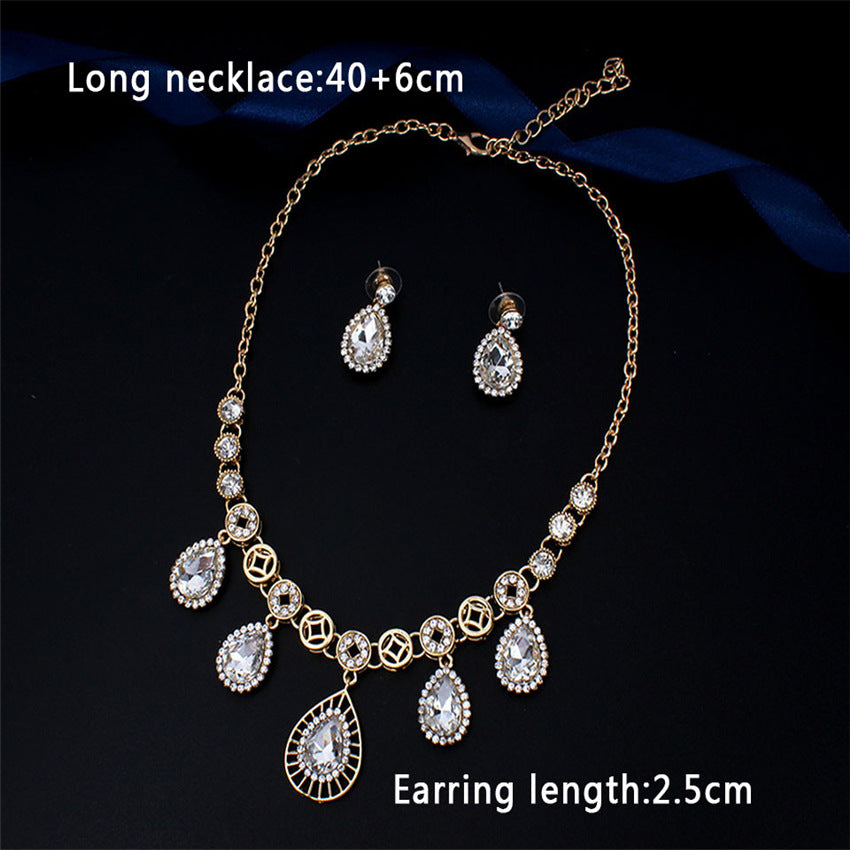 Women's Jewelry Set Bridal Necklace Earrings Wedding Two-piece Banquet Accessories