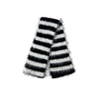 Long Wool Mink Black And White Striped Knitted Wool Scarf