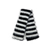 Long Wool Mink Black And White Striped Knitted Wool Scarf