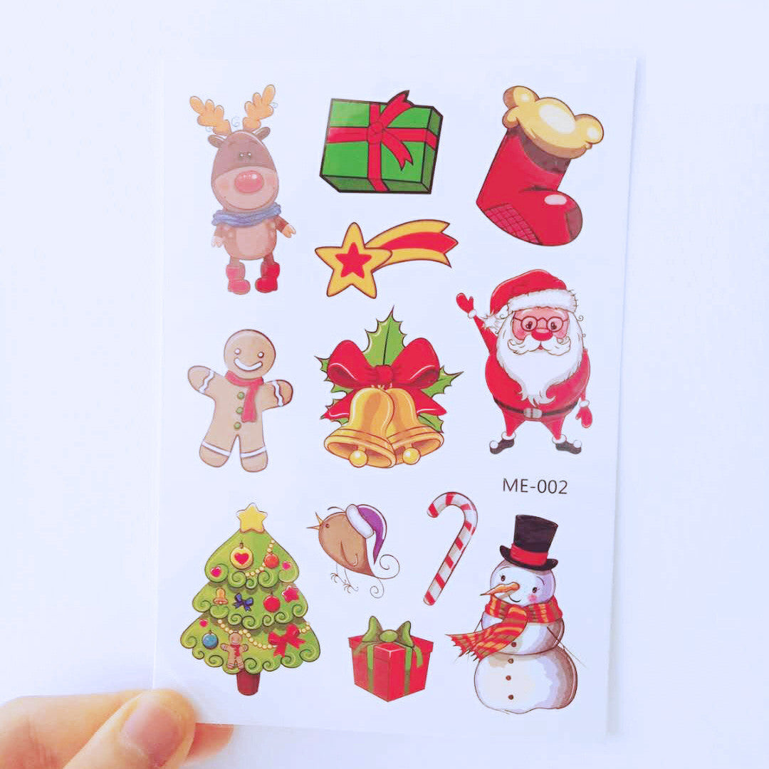 Children Cartoon New Year Christmas Tattoo Sticker