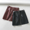 High Waist Slim Zipper PU Leather Skirt Short Skirt A-Line Skirt