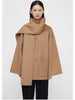 New Wide Version Loose Scarf Collar Design Woolen Coat Overcoat Women