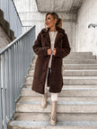 Long Sleeve Lapel Coat Lamb Wool Large Coat Women