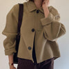 Retro Lapels Casual Loose Puff Sleeves Short Jacket For Slight-figured Cardigan