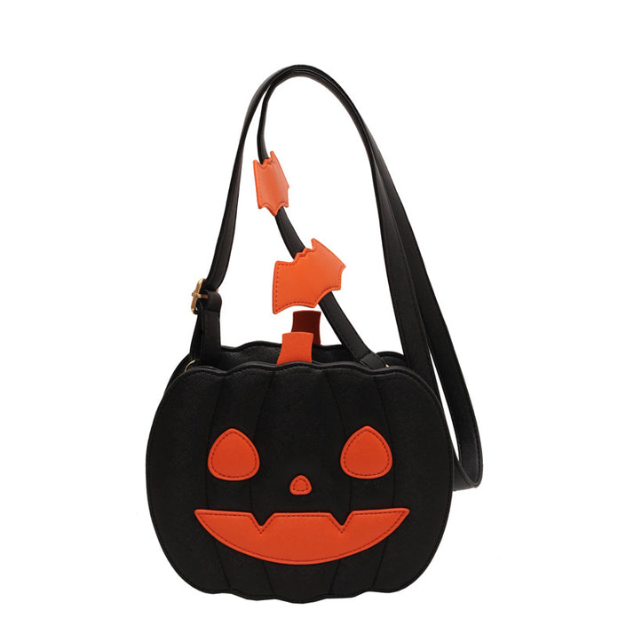 Funny Pumpkin Cartoon Shoulder Crossbody Bag With Bat Personalized Creative Female Bag