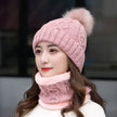 Women's Winter Fleece Fashion Hats Two Piece Set