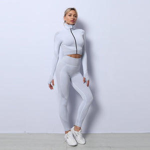 3PCS Yoga Set Seamless Sport Set Women Gym Clothing  Outfits Tracksuits