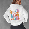 Brushed Hoody Back Letter Printed Kangaroo Pocket Drawstring Printed Hooded Sweater